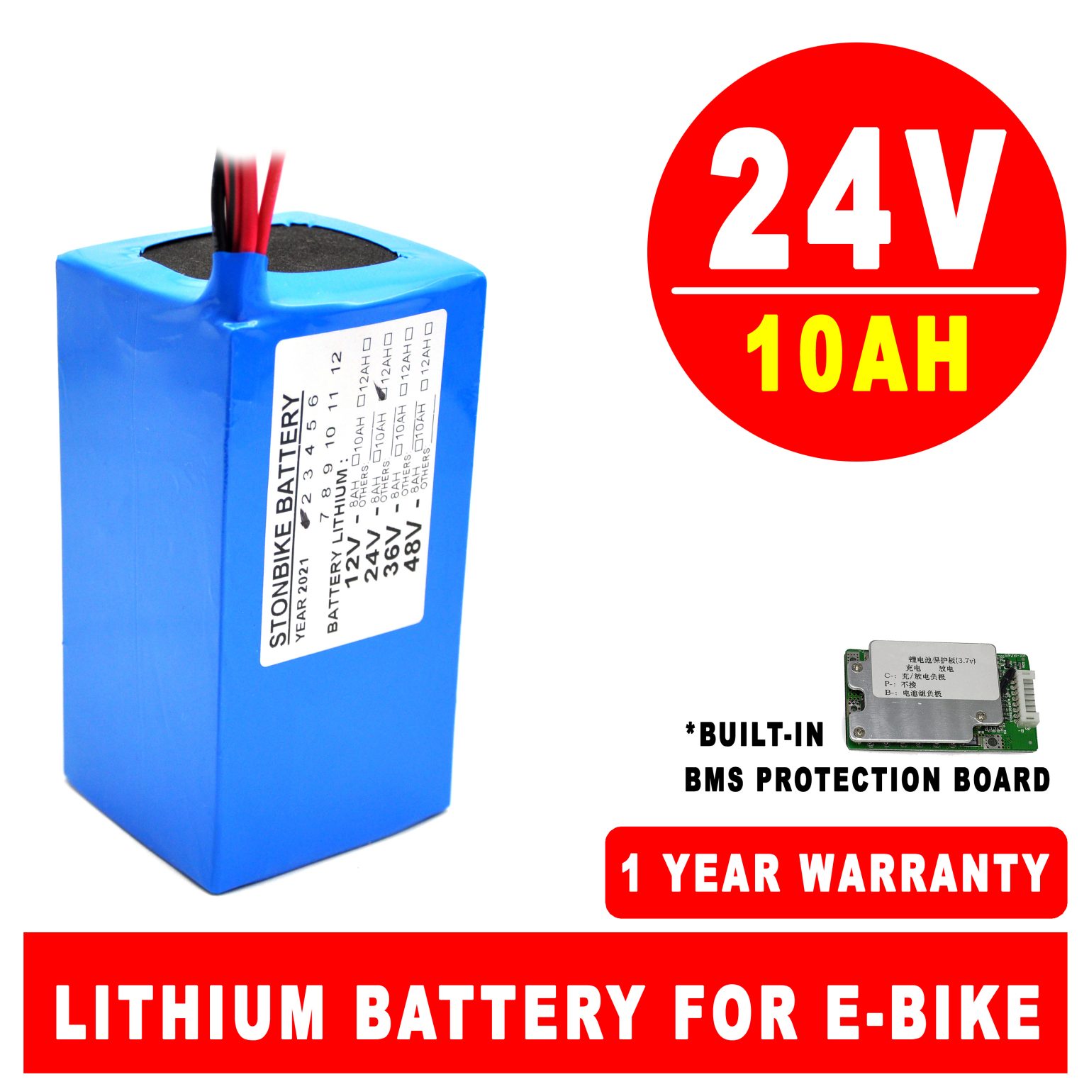 24V 10AH Lithium Battery PACK Stonbike