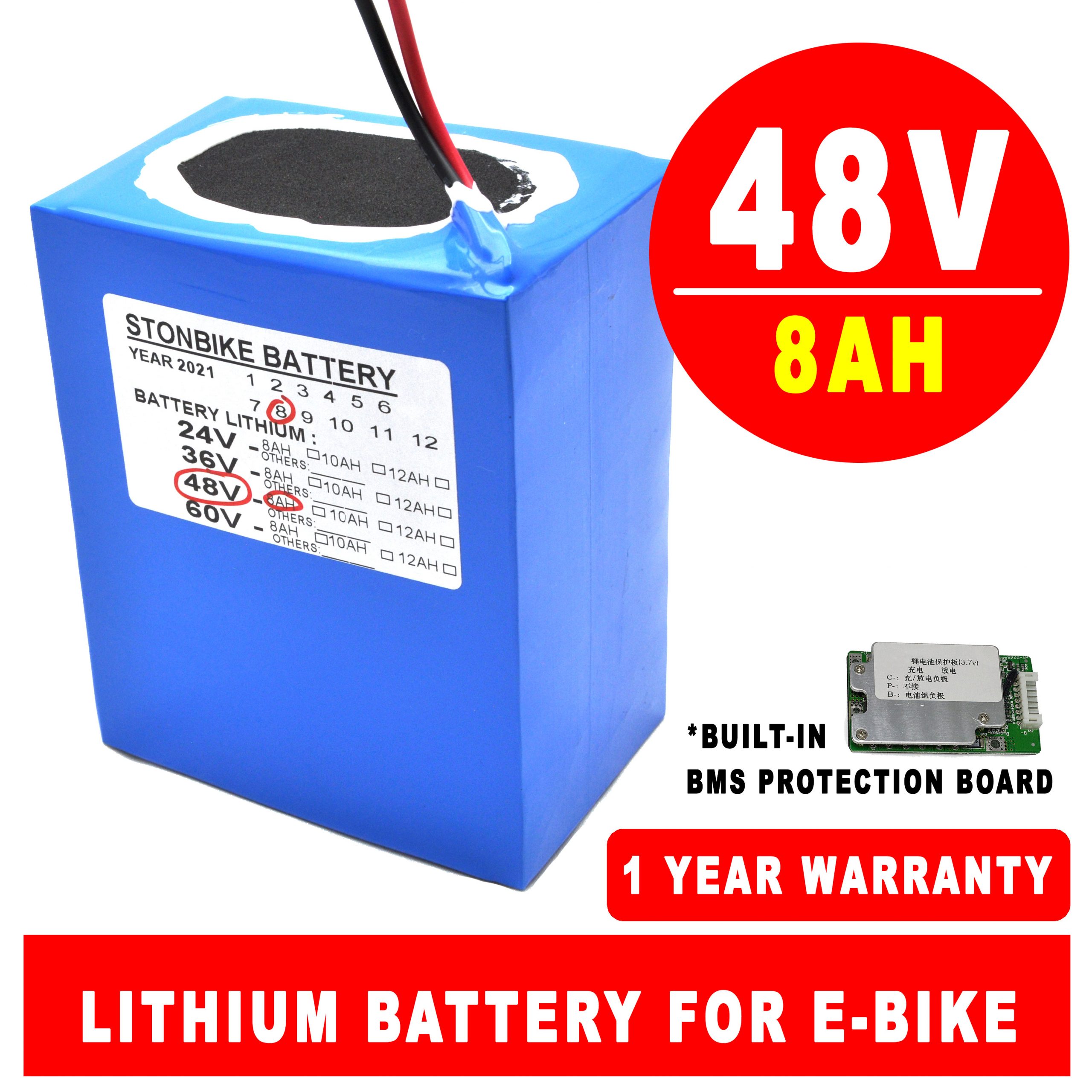 48V 8AH Lithium Battery Pack - Stonbike Lithium Battery